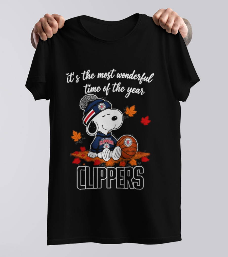Los Angeles Clippers Snoopy Autumn Football Most Wonderful Time Of The Year T-Shirt