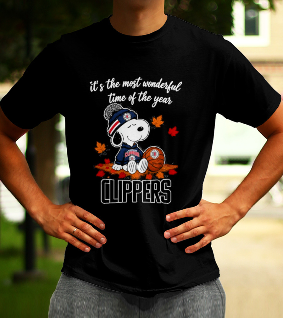 Los Angeles Clippers Snoopy Autumn Football Most Wonderful Time Of The Year T-Shirt