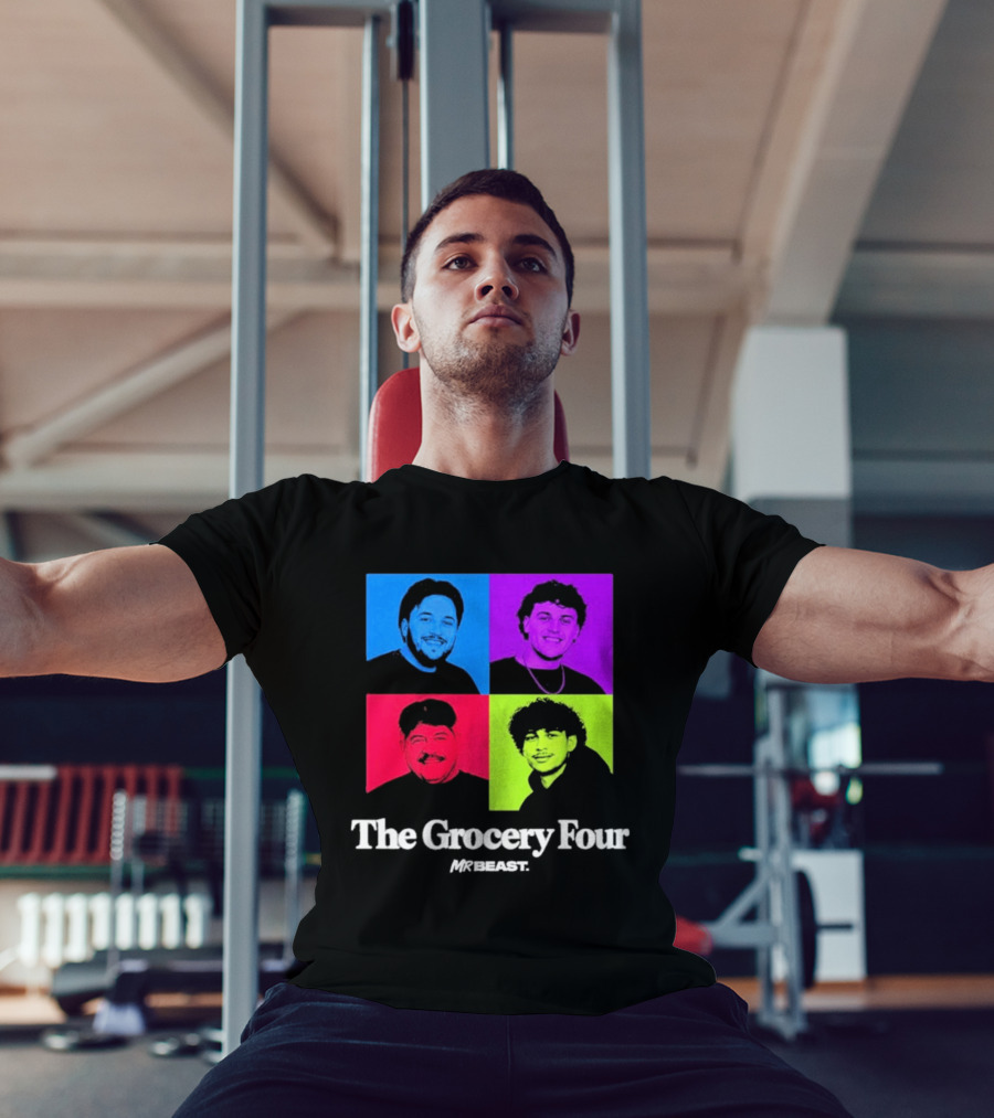 MrBeast Grocery Four Pop Art Style Colorful Portraits T-Shirt