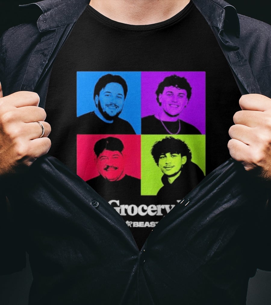 MrBeast Grocery Four Pop Art Style Colorful Portraits T-Shirt
