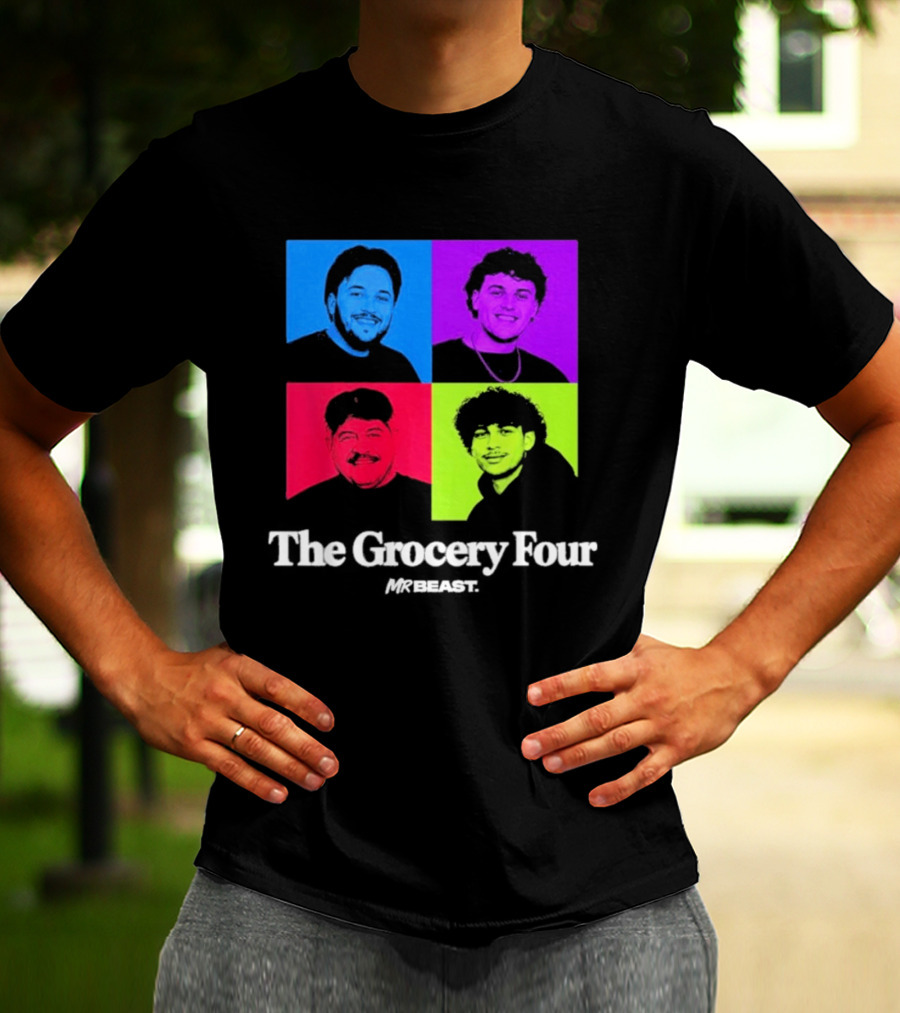 MrBeast Grocery Four Pop Art Style Colorful Portraits T-Shirt