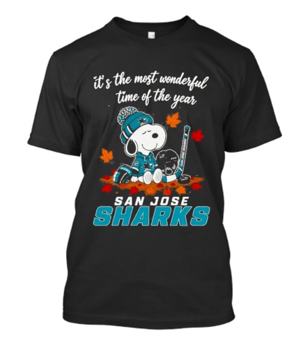 San Jose Sharks Snoopy Autumn Hockey It's The Most Wonderful Time Of The Year T-Shirt