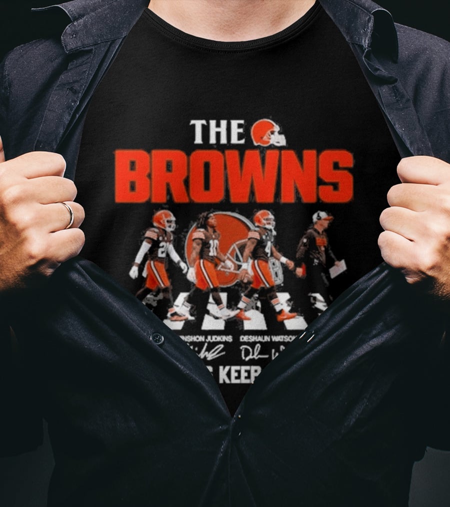 The Browns 2026 Team Football Abbey Road The Dawgs Keep Marching Denzel Ward Myles Garrett Deshaun Watson Todd Monken T-Shirt