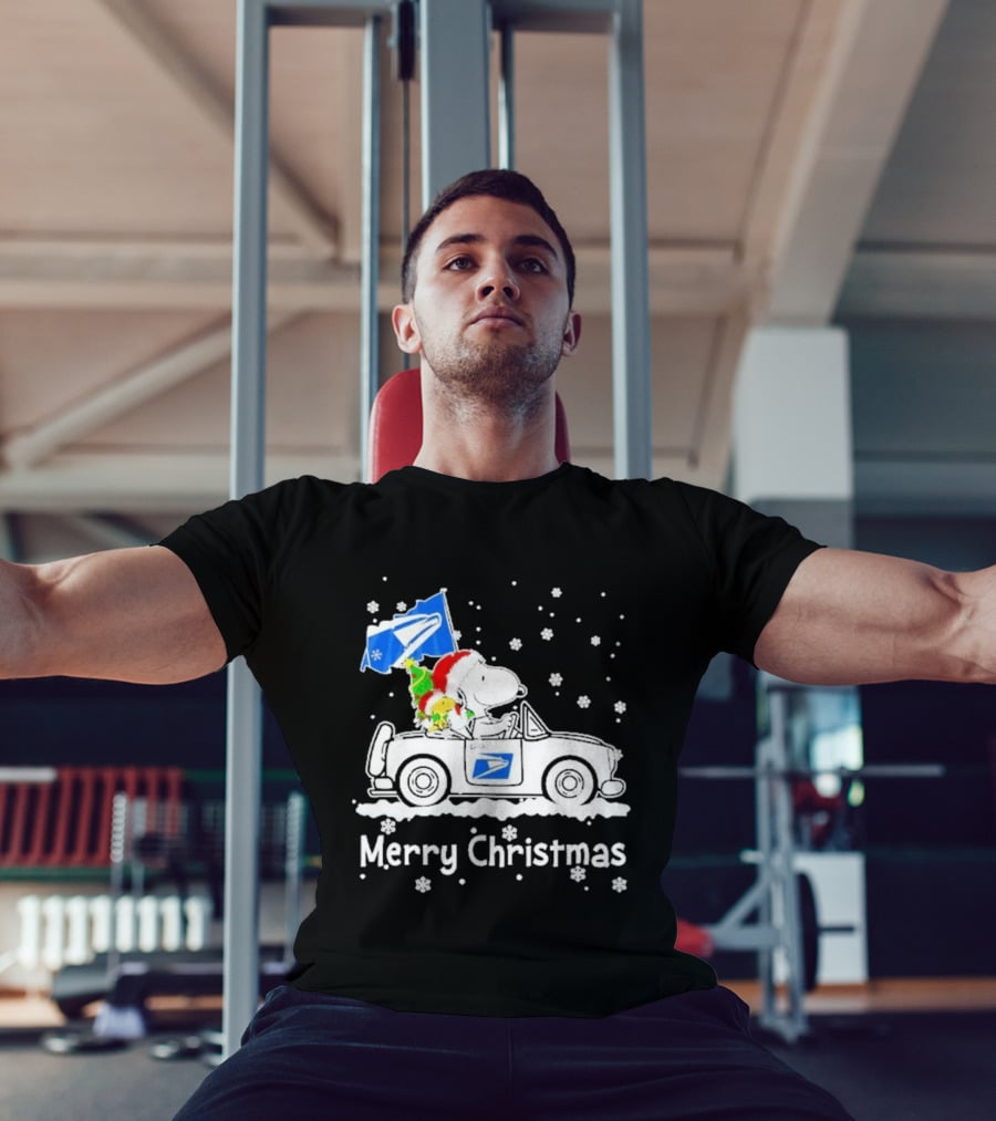 United States Postal Service Snoopy Woodstock Car Merry Christmas 2026 T-Shirt