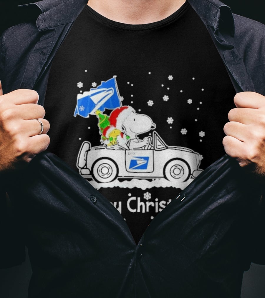 United States Postal Service Snoopy Woodstock Car Merry Christmas 2026 T-Shirt