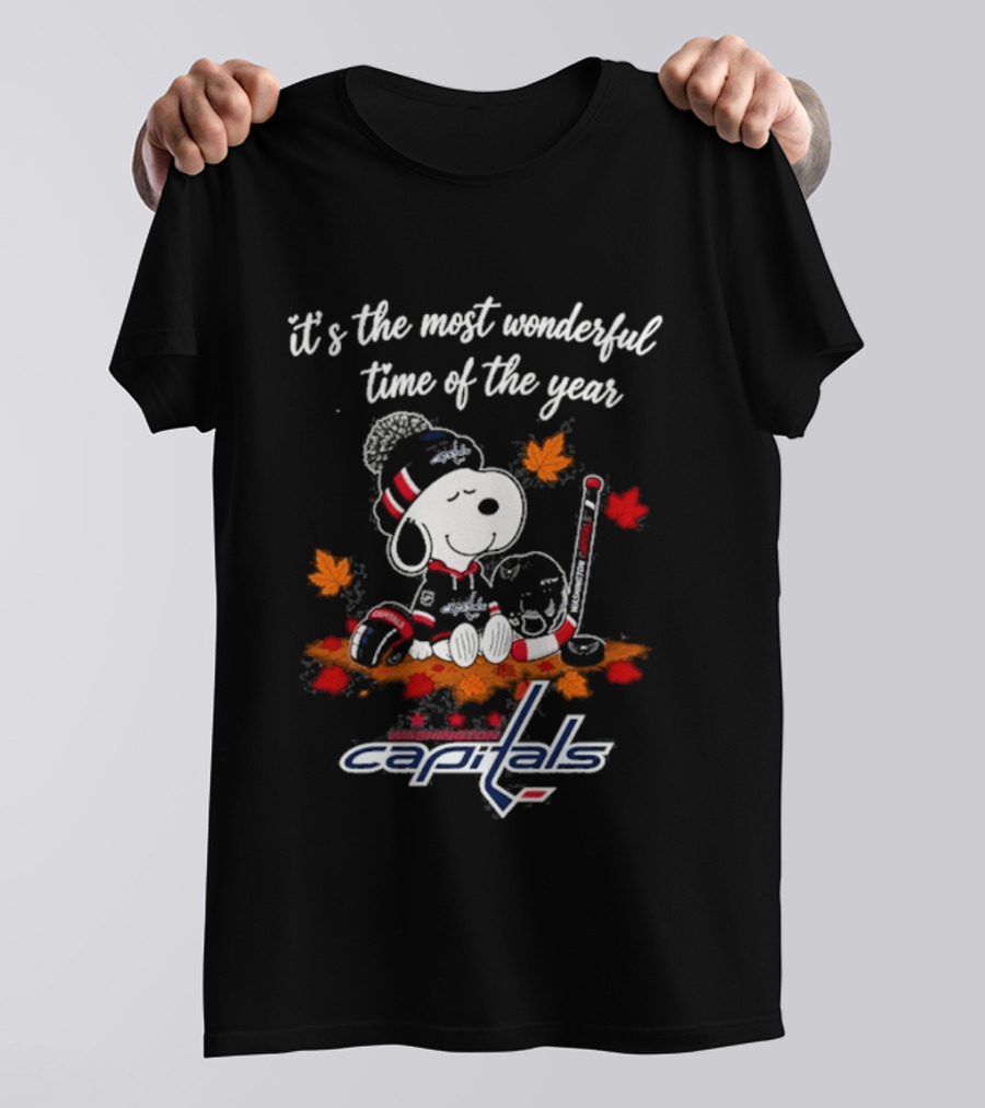 Snoopy Washington Capitals Autumn Hockey Most Wonderful Time Of The Year T-Shirt