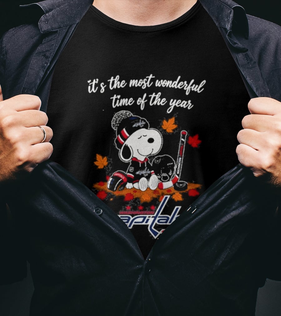Snoopy Washington Capitals Autumn Hockey Most Wonderful Time Of The Year T-Shirt