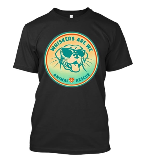 Whiskers Are We Animal Rescue Sunglasses Dog Paw Heart T-Shirt