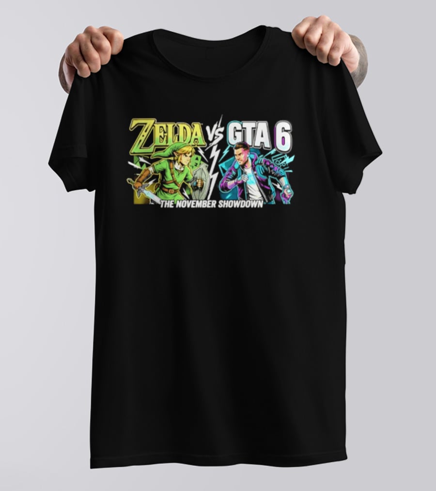 Zelda Vs GTA 6 The November Showdown Gaming Epic Clash T-Shirt