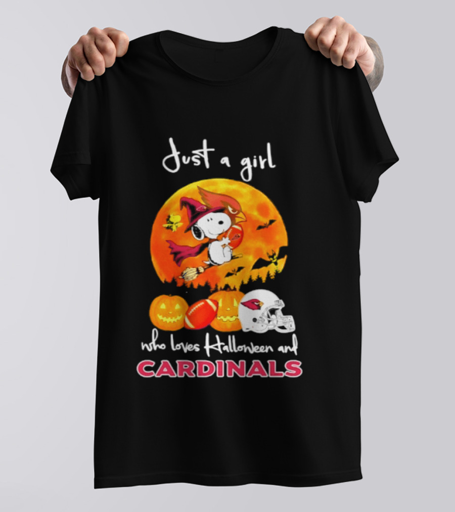 Just A Girl Who Loves Halloween And Cardinals Snoopy Woodstock Pumpkin 2026 T-Shirt