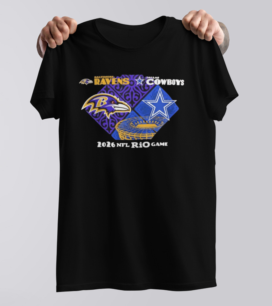 Baltimore Ravens Dallas Cowboys 2026 NFL Rio Game T-Shirt