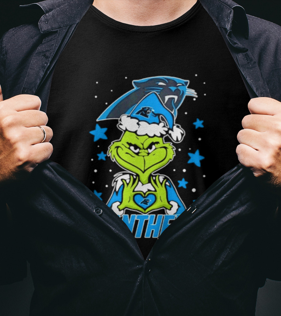 Carolina Panthers Grinch Love Hands Christmas 2026 Football Magic T-Shirt