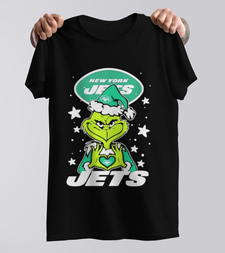 New York Jets Grinch Christmas 2026 Football Love Hands T-Shirt