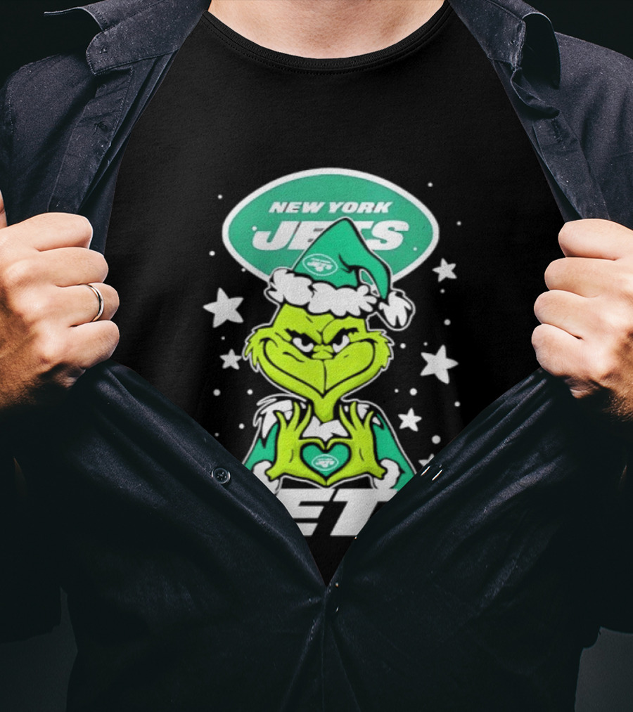New York Jets Grinch Christmas 2026 Football Love Hands T-Shirt
