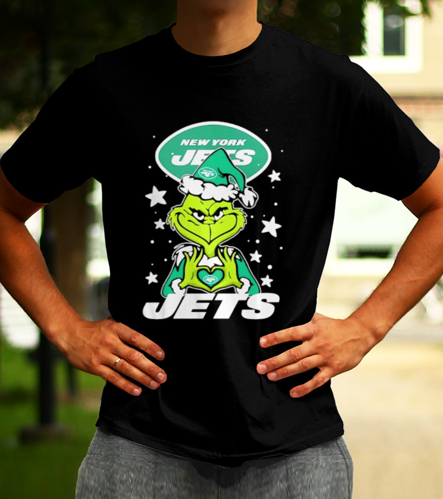 New York Jets Grinch Christmas 2026 Football Love Hands T-Shirt