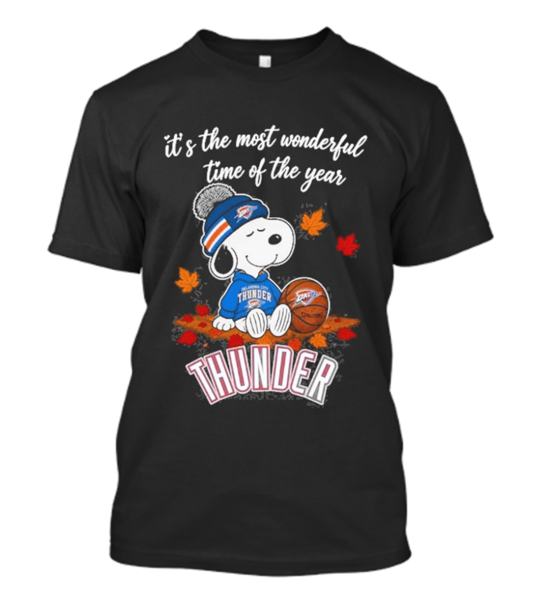 Oklahoma City Thunder Snoopy Most Wonderful Time Of The Year Autumn Football T-Shirt