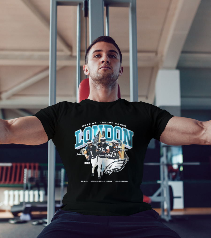 Philadelphia Eagles 2026 London International Games Saquon Barkley Jalen Hurts Eagles T-Shirt
