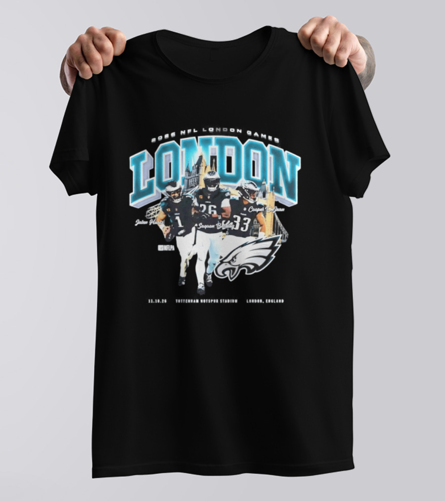 Philadelphia Eagles 2026 London International Games Saquon Barkley Jalen Hurts Eagles T-Shirt