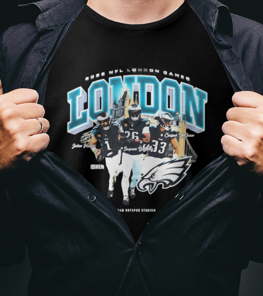 Philadelphia Eagles 2026 London International Games Saquon Barkley Jalen Hurts Eagles T-Shirt