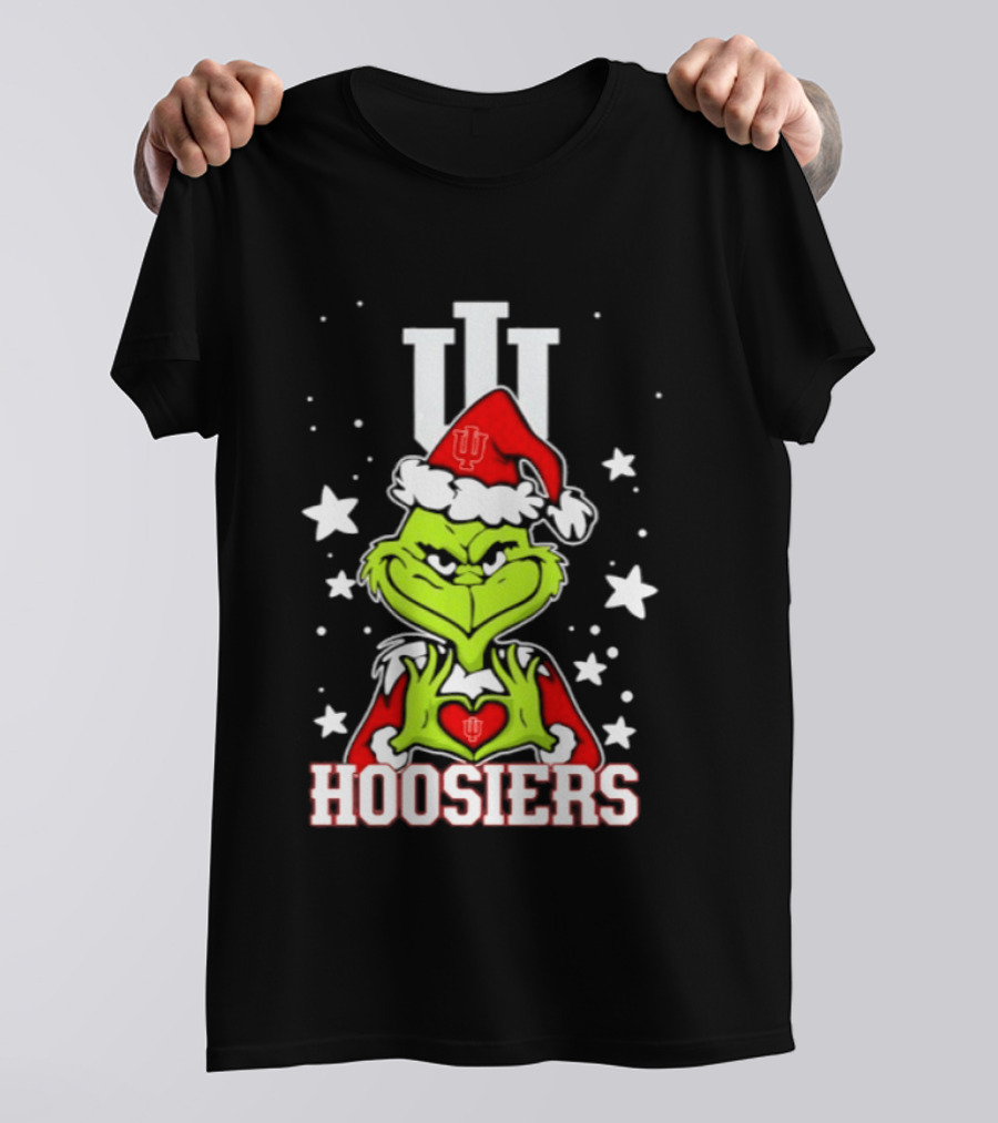Indiana Hoosiers Grinch Christmas Love Hands 2026 Football T-Shirt