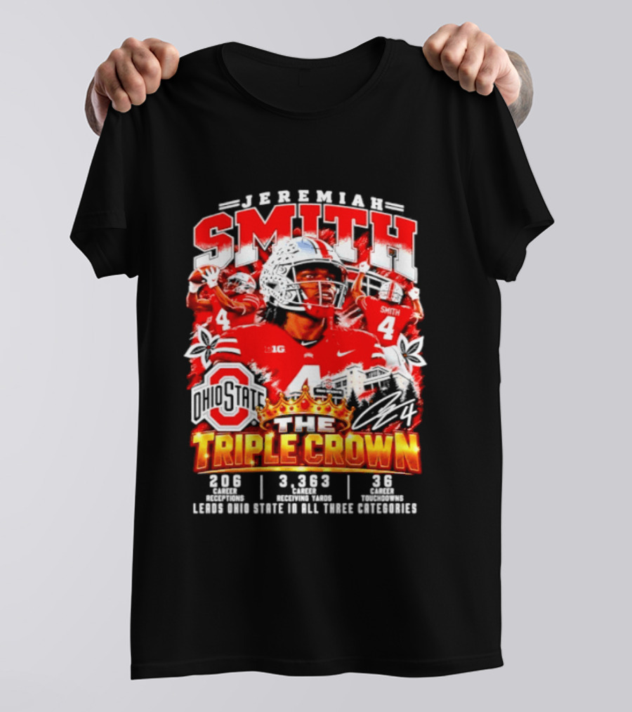 Jeremiah Smith Ohio State The Triple Crown 3.1.3 3.2.3 3.8.2 Football Player T-Shirt