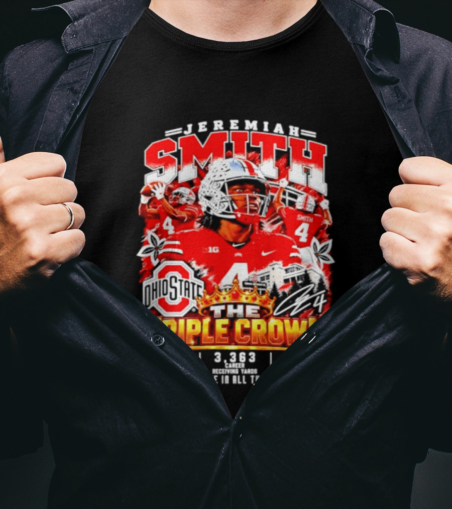 Jeremiah Smith Ohio State The Triple Crown 3.1.3 3.2.3 3.8.2 Football Player T-Shirt