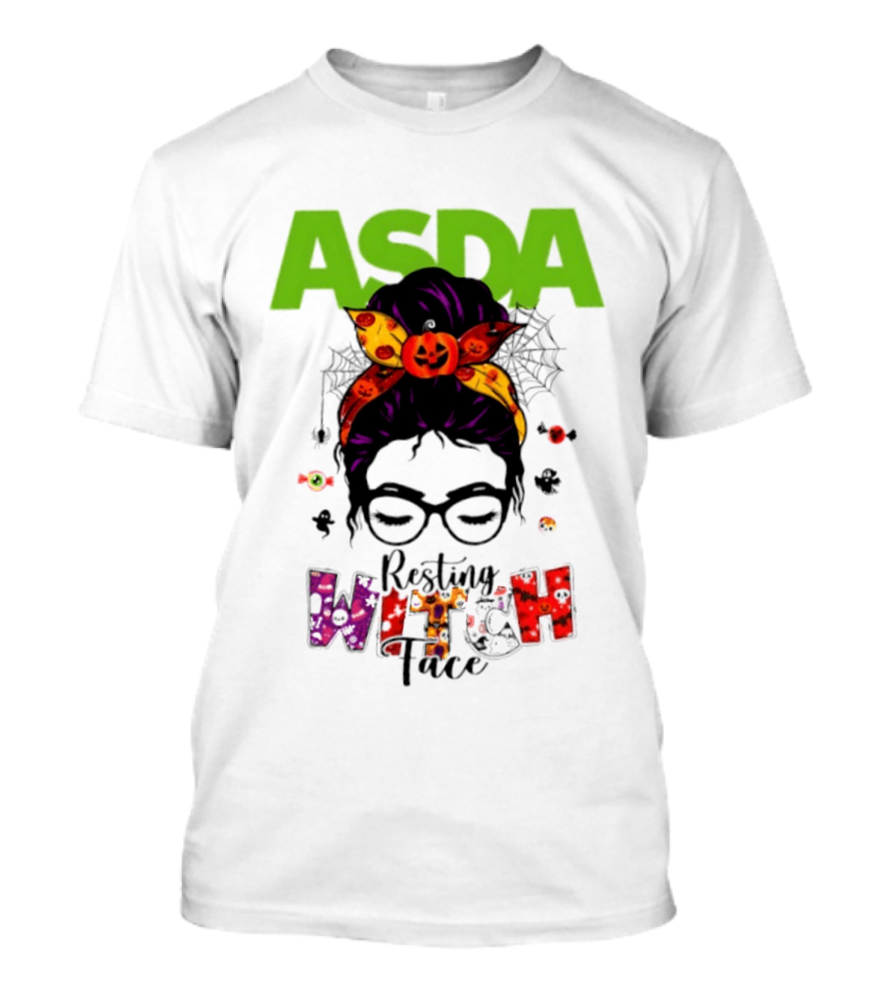 ASDA Resting Witch Face Halloween 2026 Pumpkin Headband Glasses T-Shirt