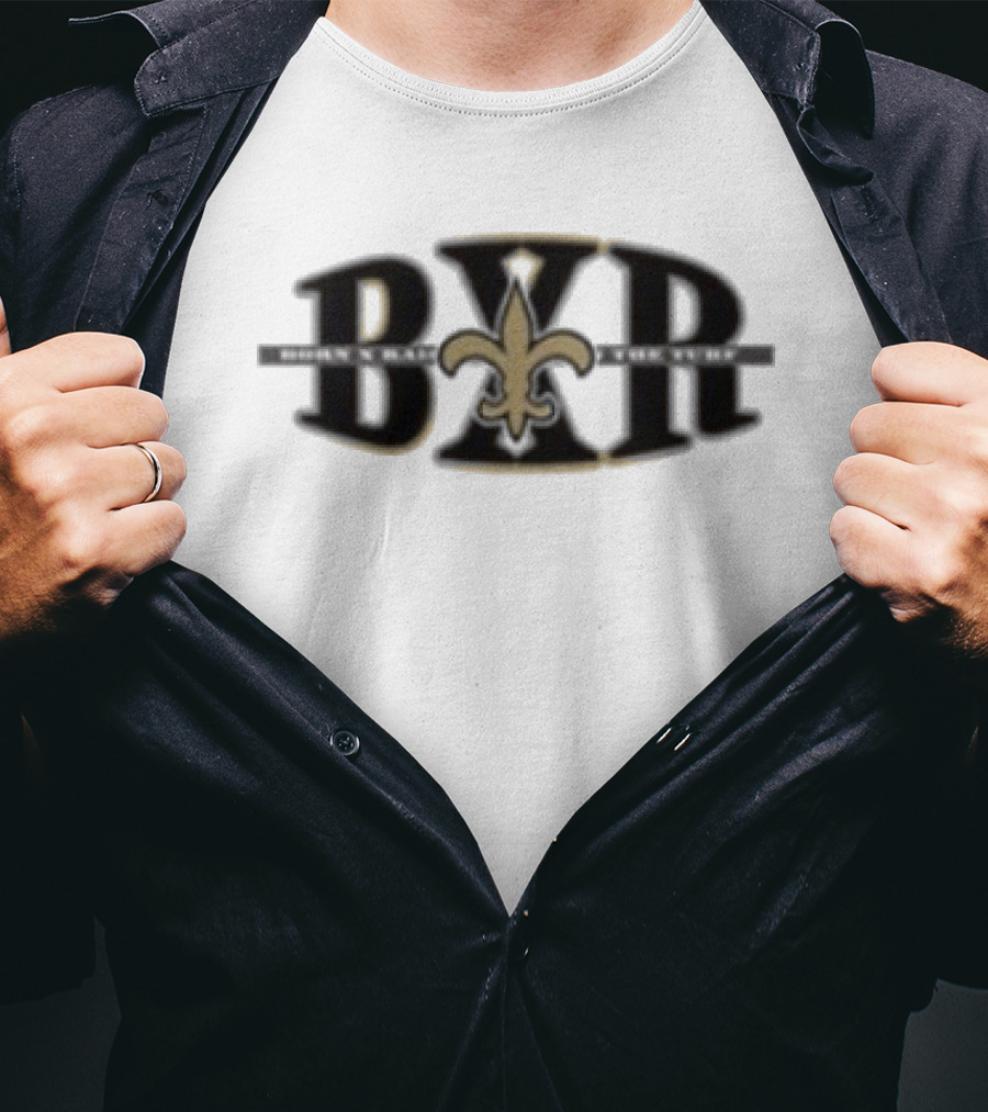 New Orleans Saints BXR Born X Raised Fleur De Lis Block Letter T-Shirt