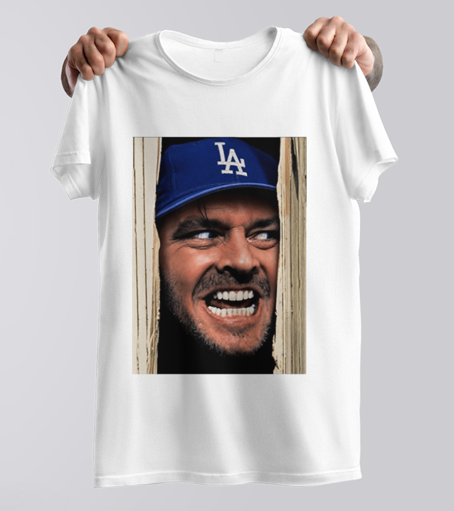 Jack Torrance LA Dodgers Hat Here's Johnny The Shining Baseball T-Shirt
