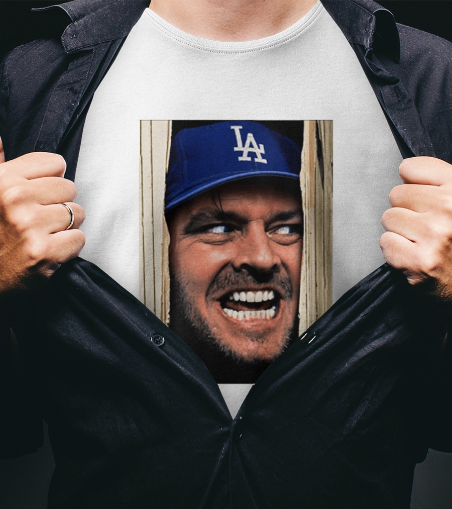 Jack Torrance LA Dodgers Hat Here's Johnny The Shining Baseball T-Shirt