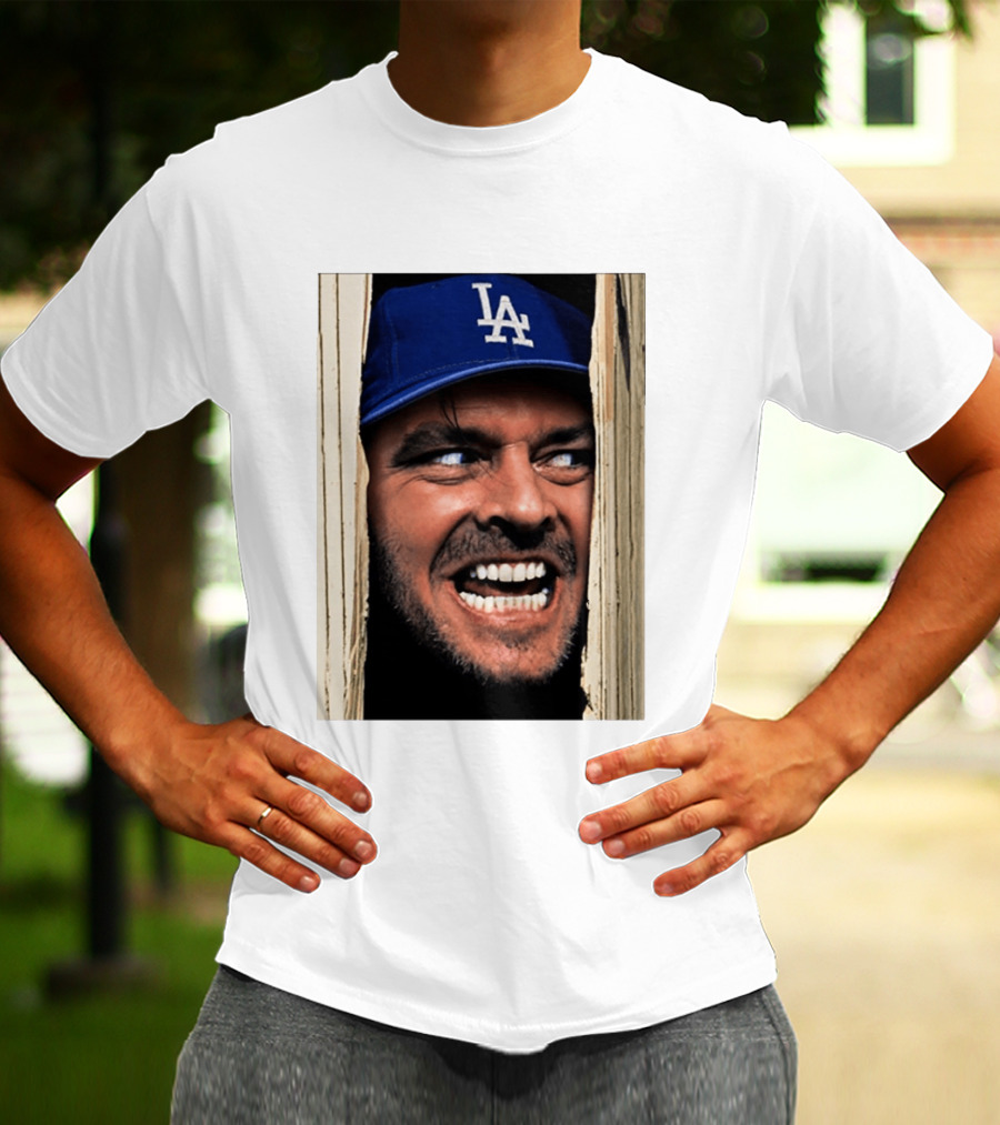 Jack Torrance LA Dodgers Hat Here's Johnny The Shining Baseball T-Shirt