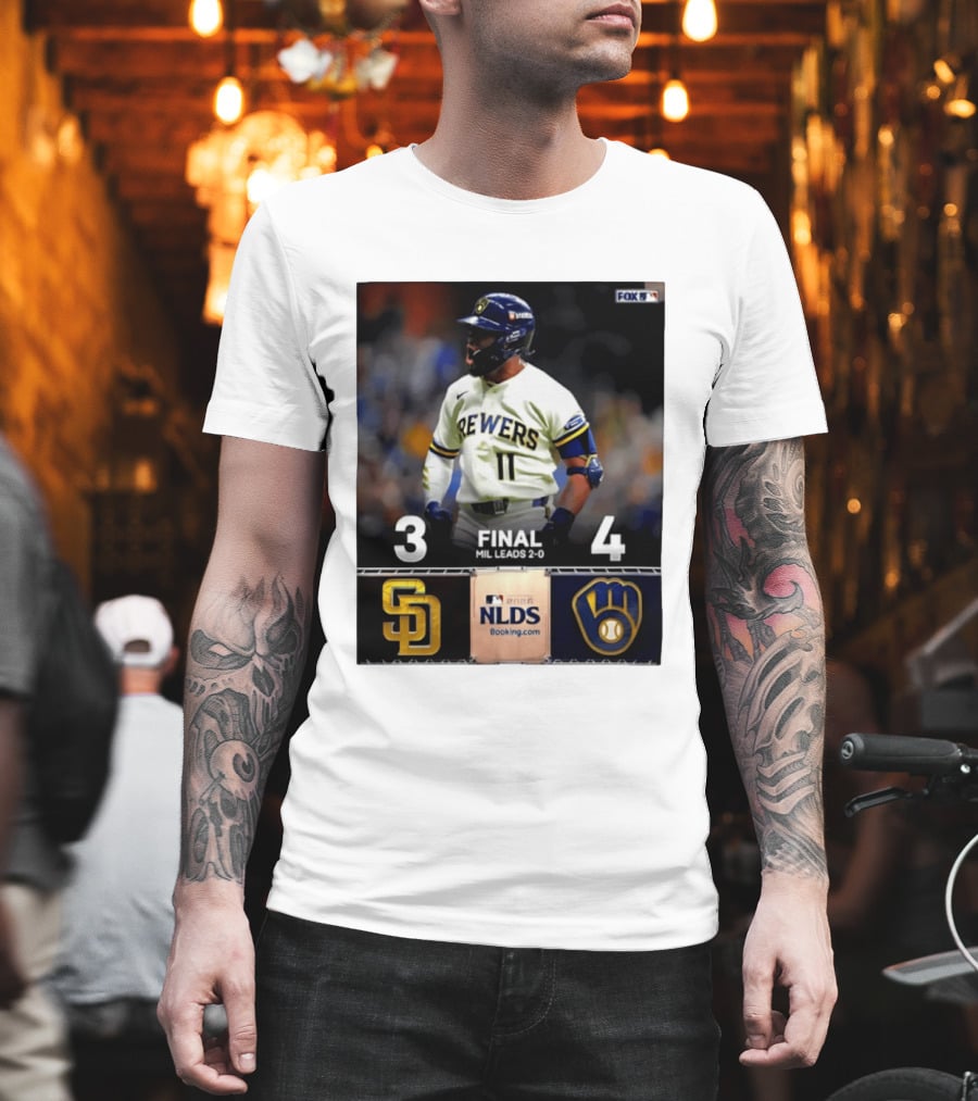 Milwaukee Brewers Vs San Diego Padres 4 3 Game 2 2026 NLDS Final Score MIL Leads 2 0 T-Shirt