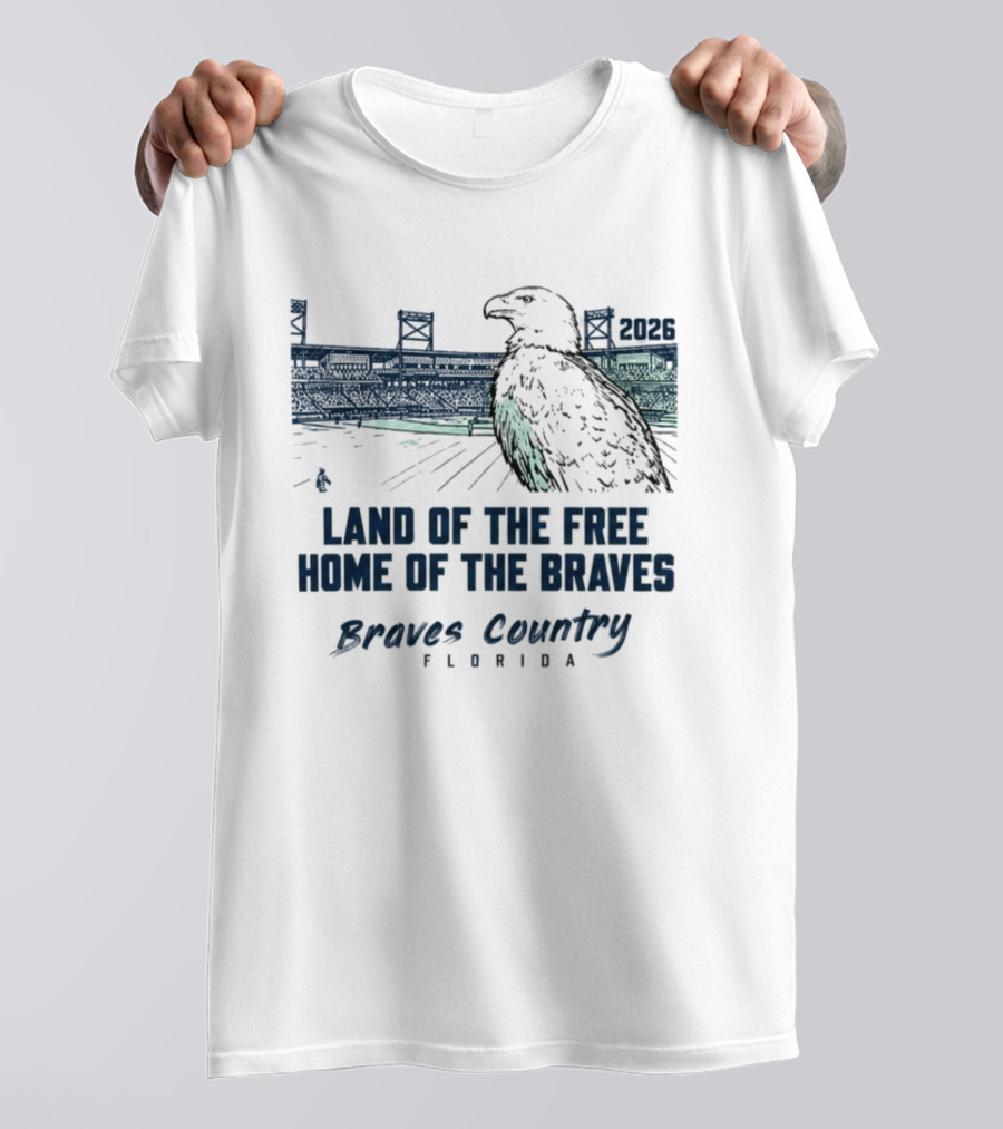 Land Of The Free Home Of The Braves Country Florida Eagle 2023 T-Shirt