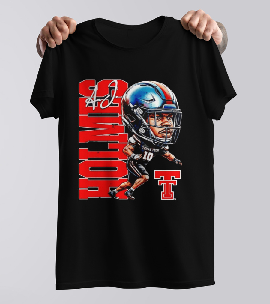 A.J. Holmes Jr Texas Tech Red Raiders Football FT NCAA Bobble Head T-Shirt