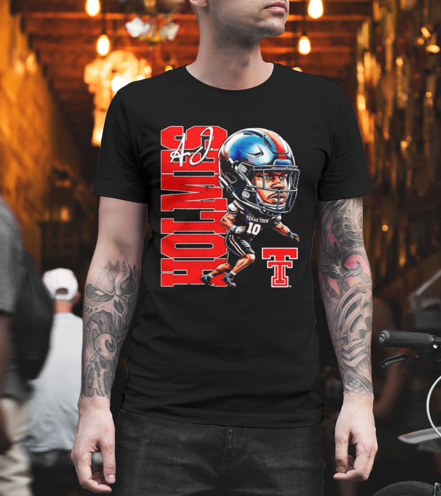 A.J. Holmes Jr Texas Tech Red Raiders Football FT NCAA Bobble Head T-Shirt