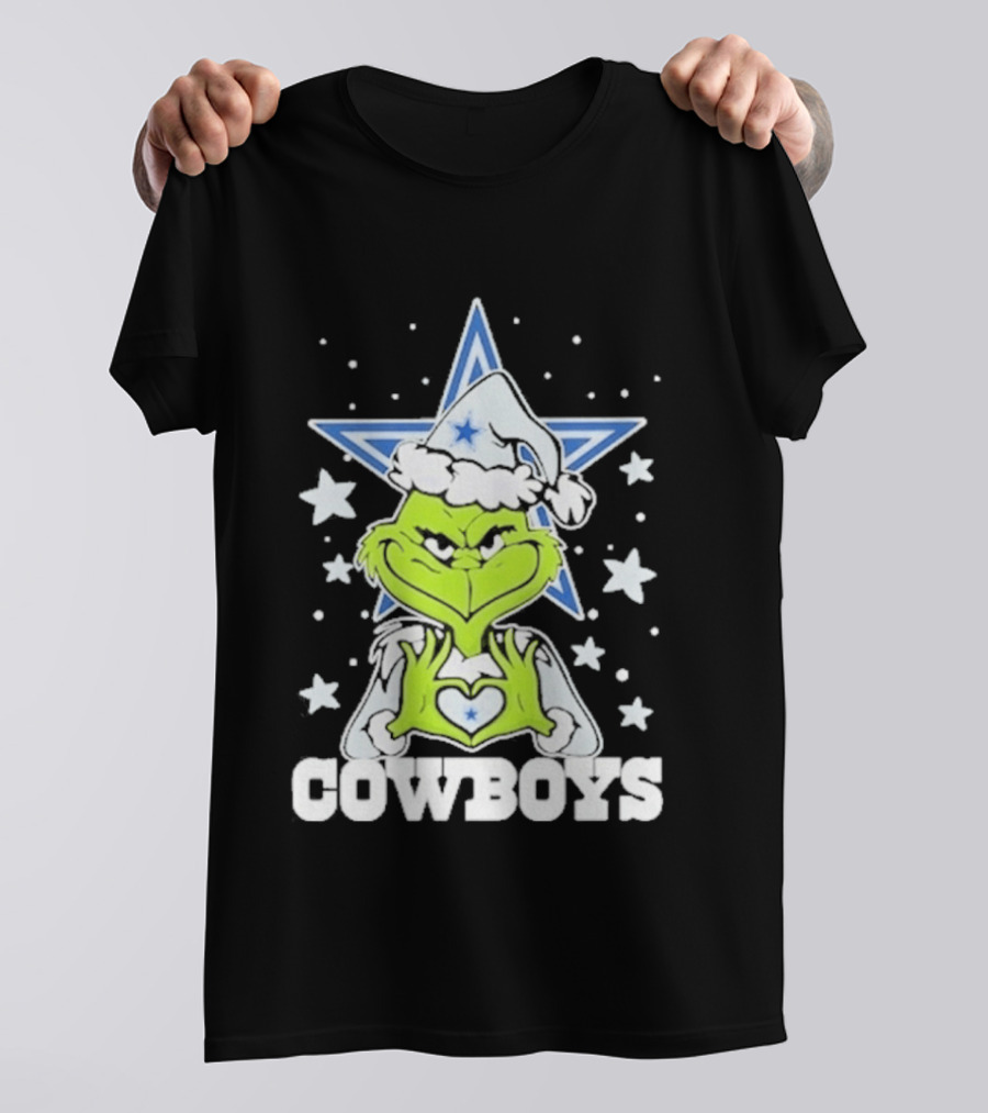 Dallas Cowboys Grinch Love Hands Christmas Star 2026 Football T-Shirt