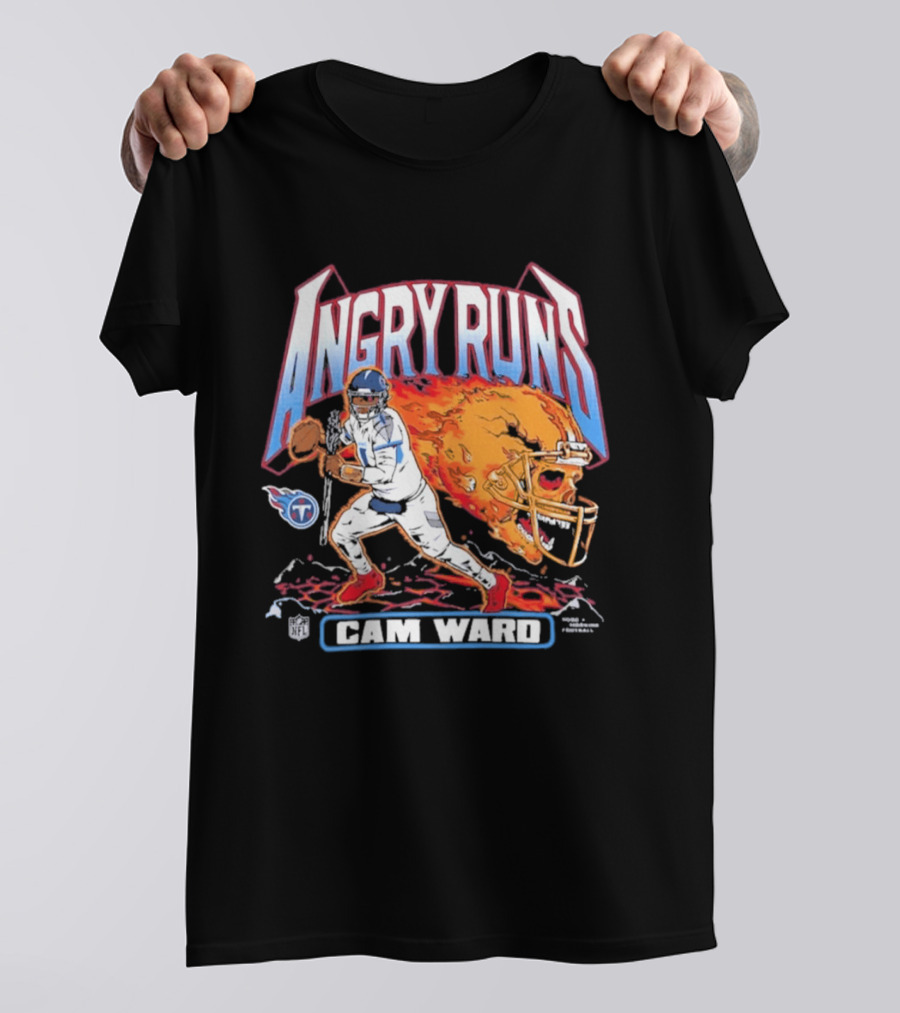 Angry Runs Cam Ward NFL Titan Flame Football Player T-Shirt