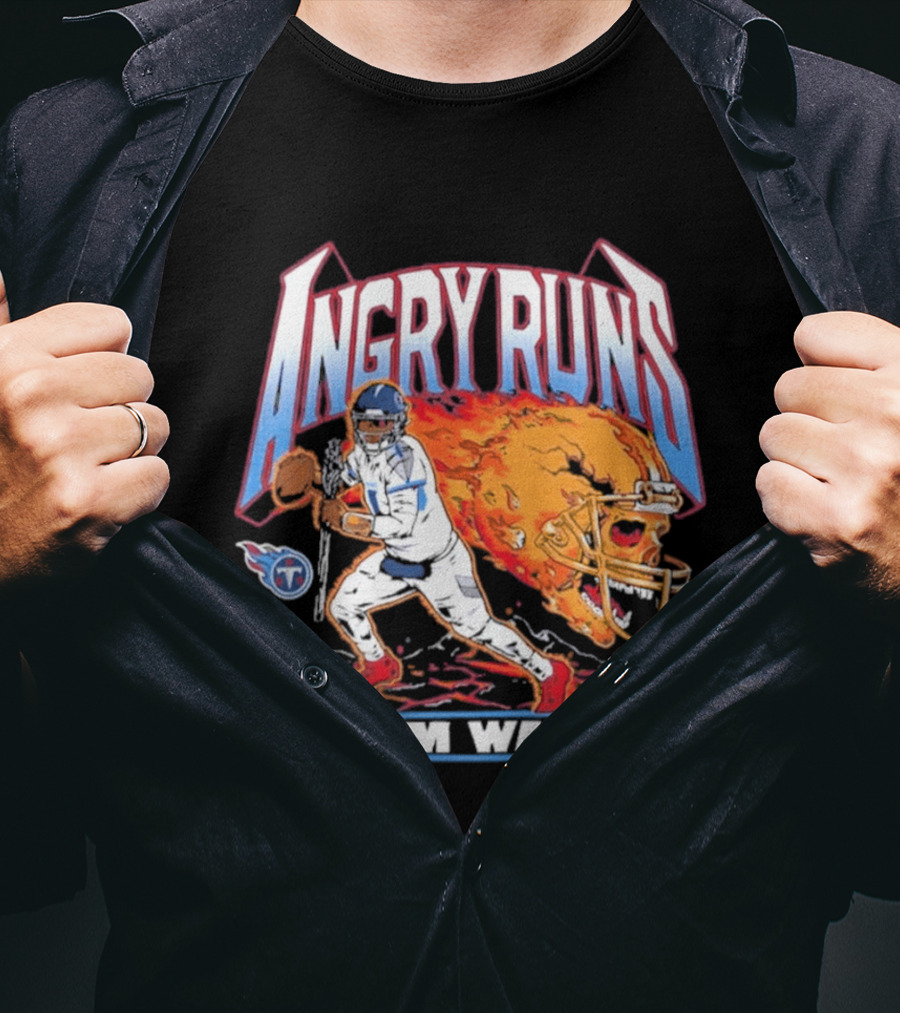 Angry Runs Cam Ward NFL Titan Flame Football Player T-Shirt