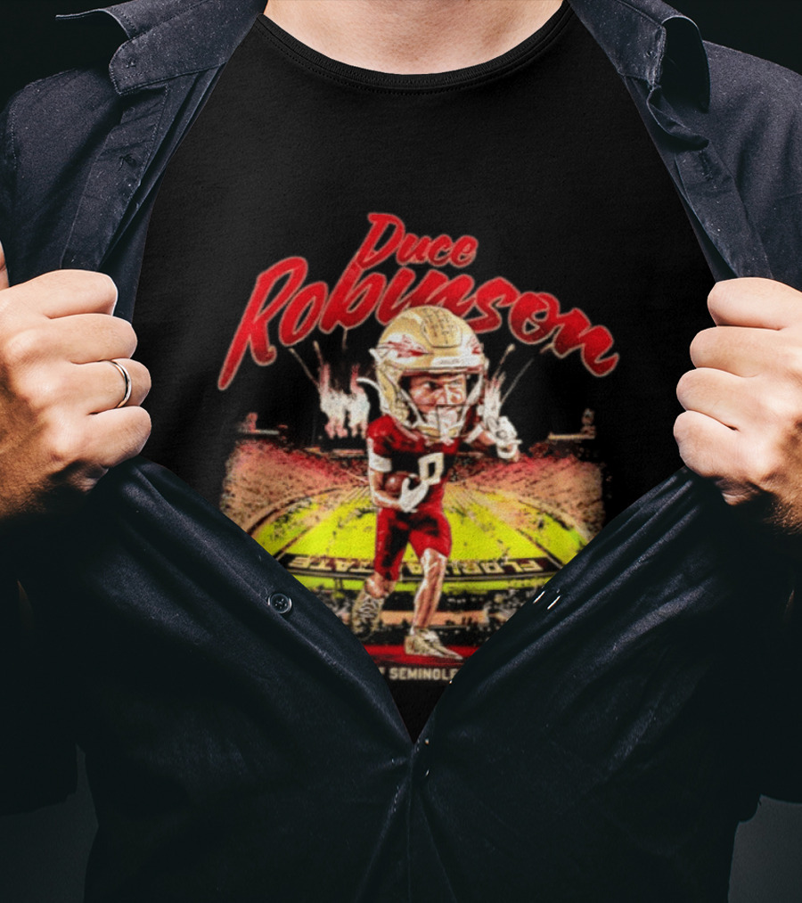 Duce Robinson Florida State Seminoles Football NCAA Stadium Caricature Number 0 T-Shirt