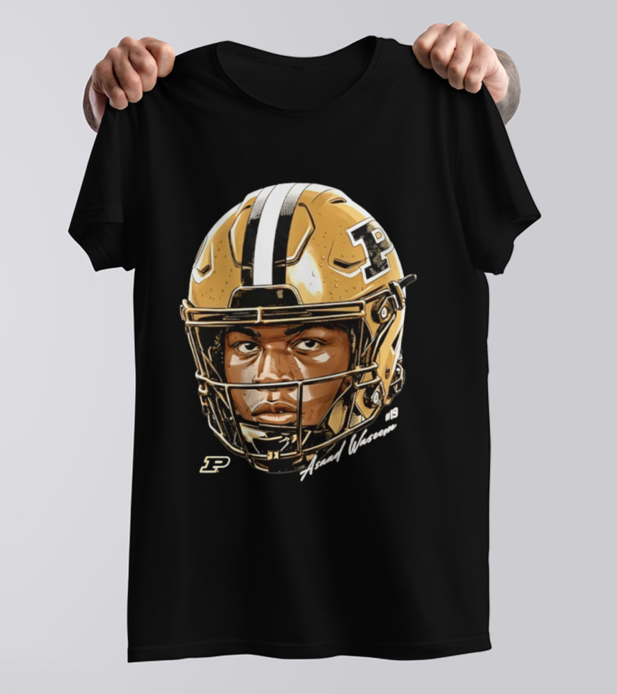Asaad Waseem Purdue Boilermakers Football Helmet Game Face NCAA T-Shirt