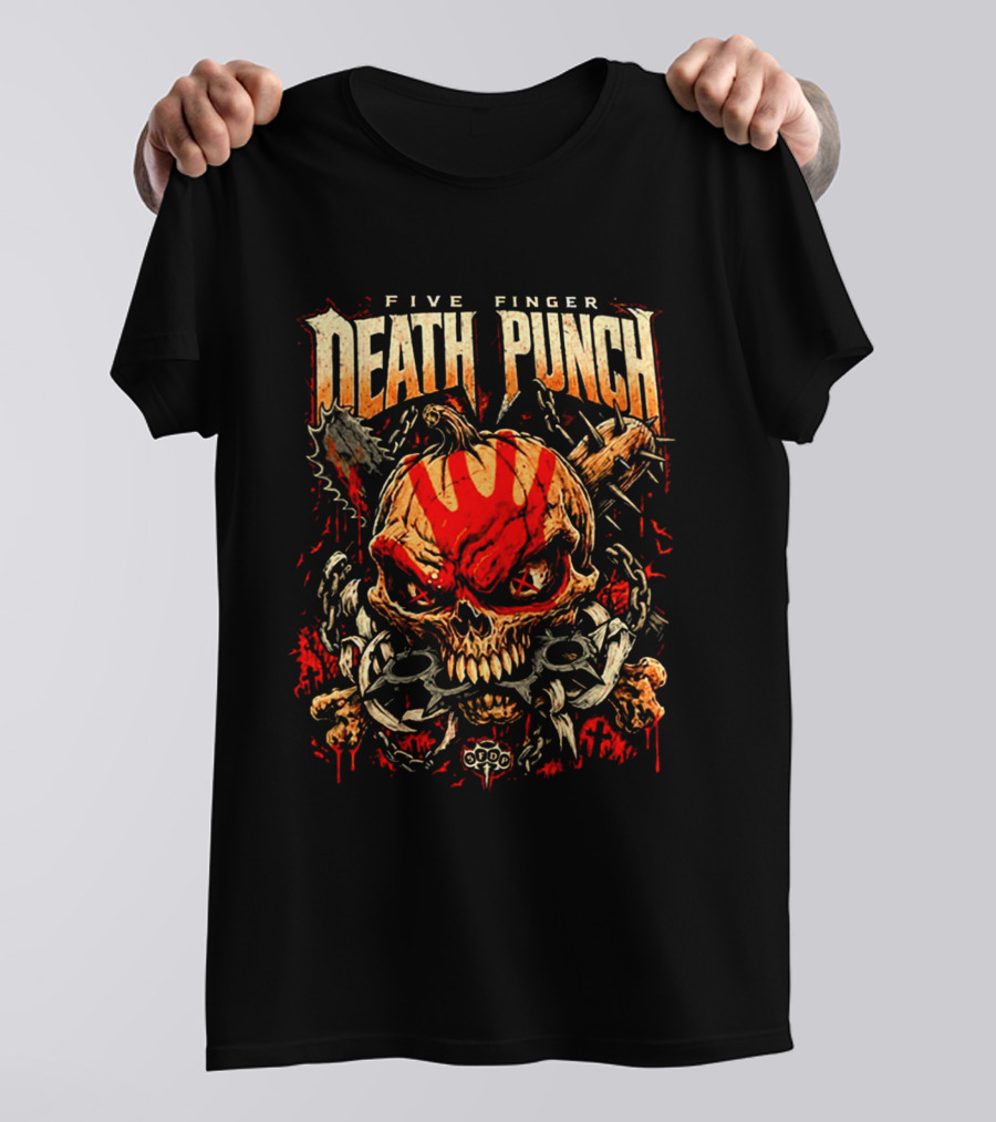 Five Finger Death Punch Knucklehead Skull With Chains Halloween 2026 T-Shirt