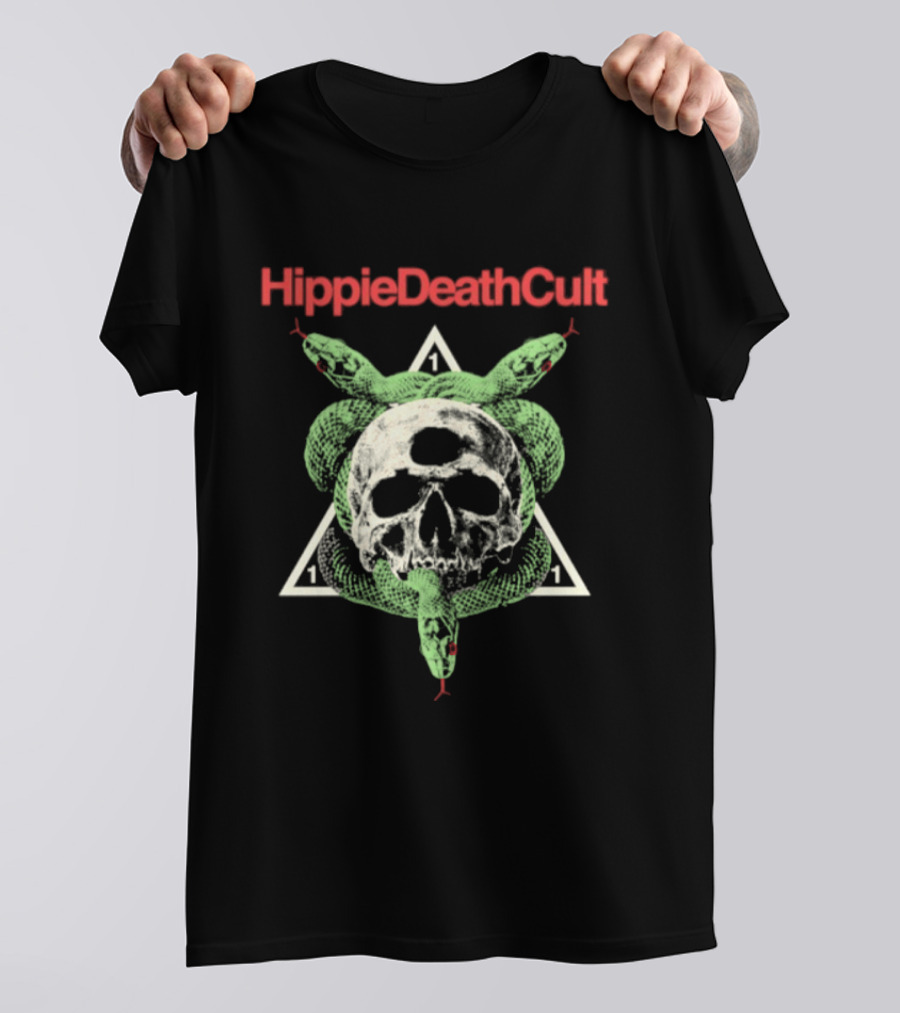 Hippie Death Cult Skull Snake Triangle Doom Metal T-Shirt