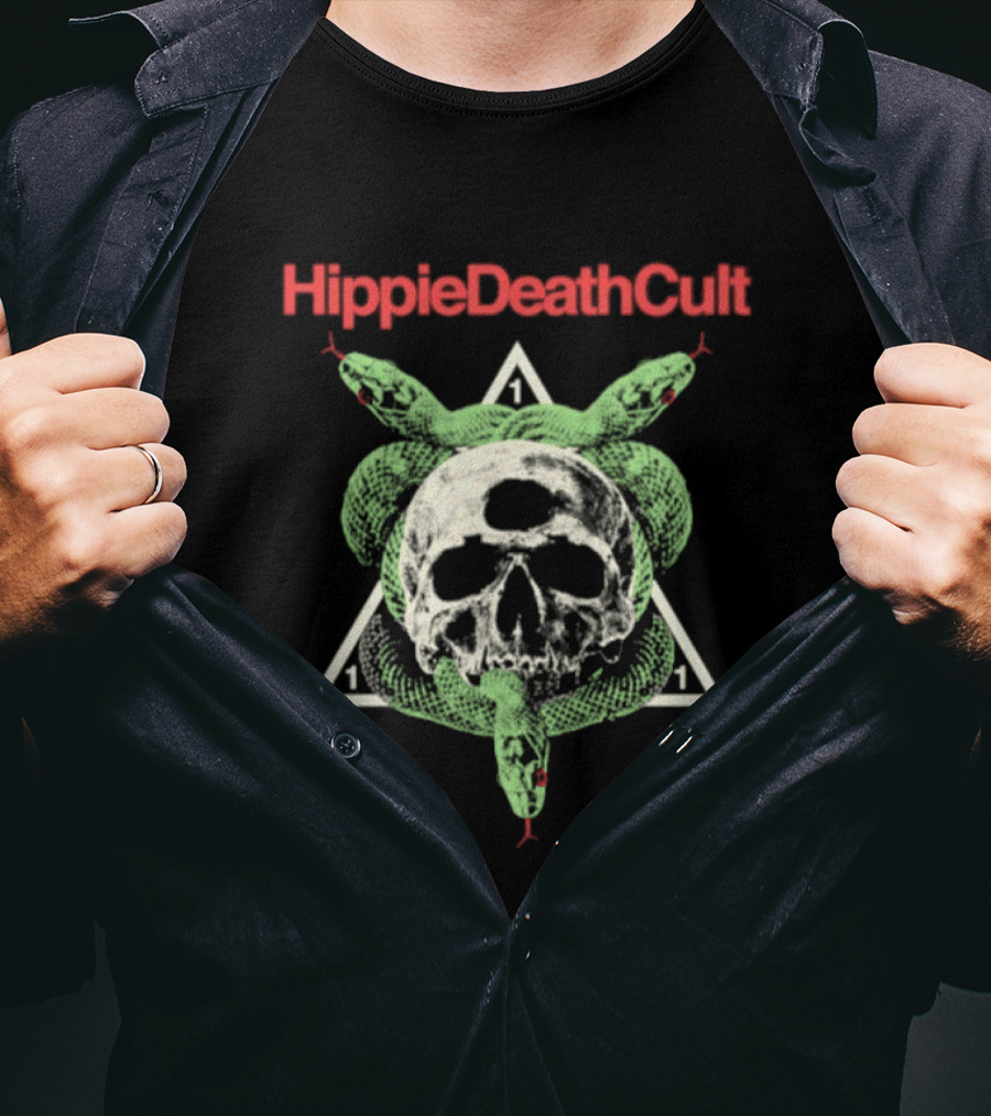 Hippie Death Cult Skull Snake Triangle Doom Metal T-Shirt