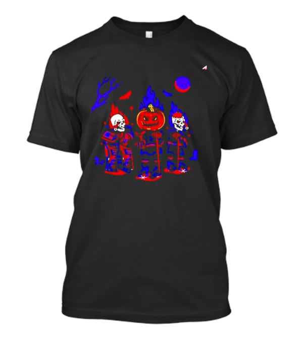 Halloween Pumpkin Skeleton Hockey Players Spooky Sports T-Shirt