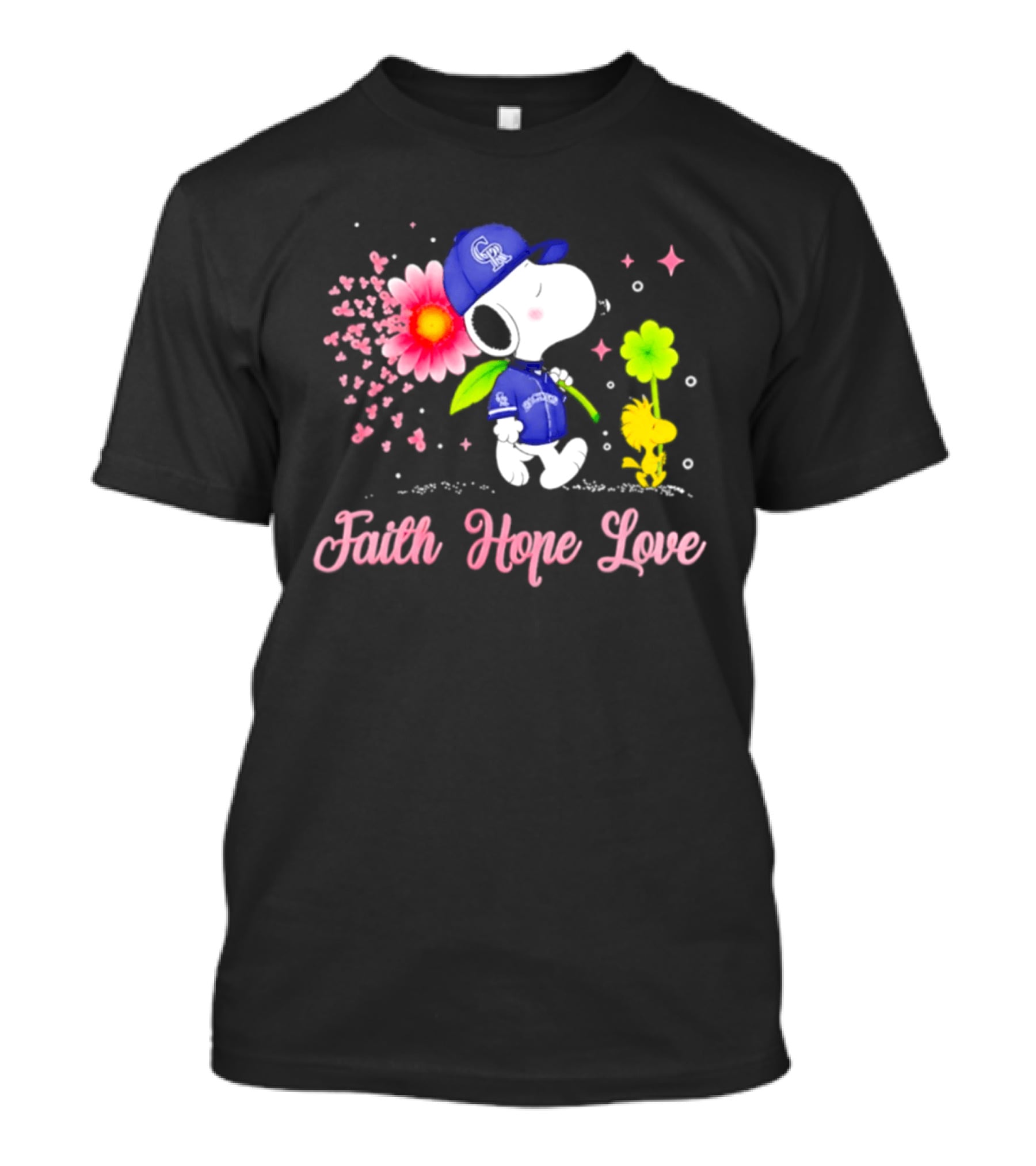Colorado Rockies Snoopy Faith Hope Love Breast Cancer Awareness 2026 T-Shirt