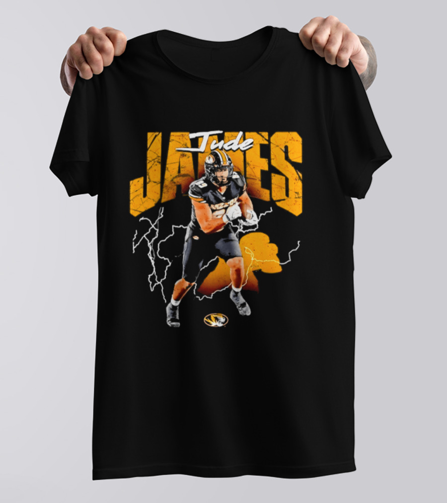 Jude James Missouri Tigers Football NCAA Lightning Strikes T-Shirt