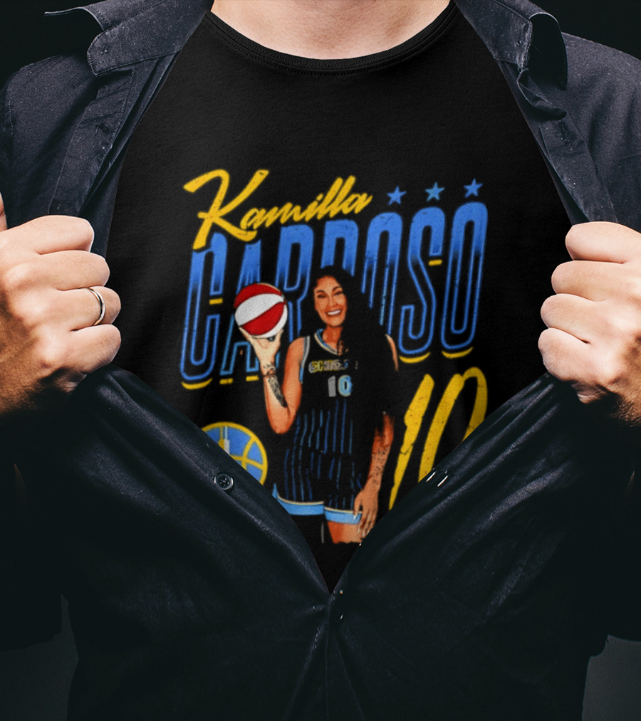 Kamilla Cardoso Chicago Sky 10 WNBA Player With Basketball T-Shirt