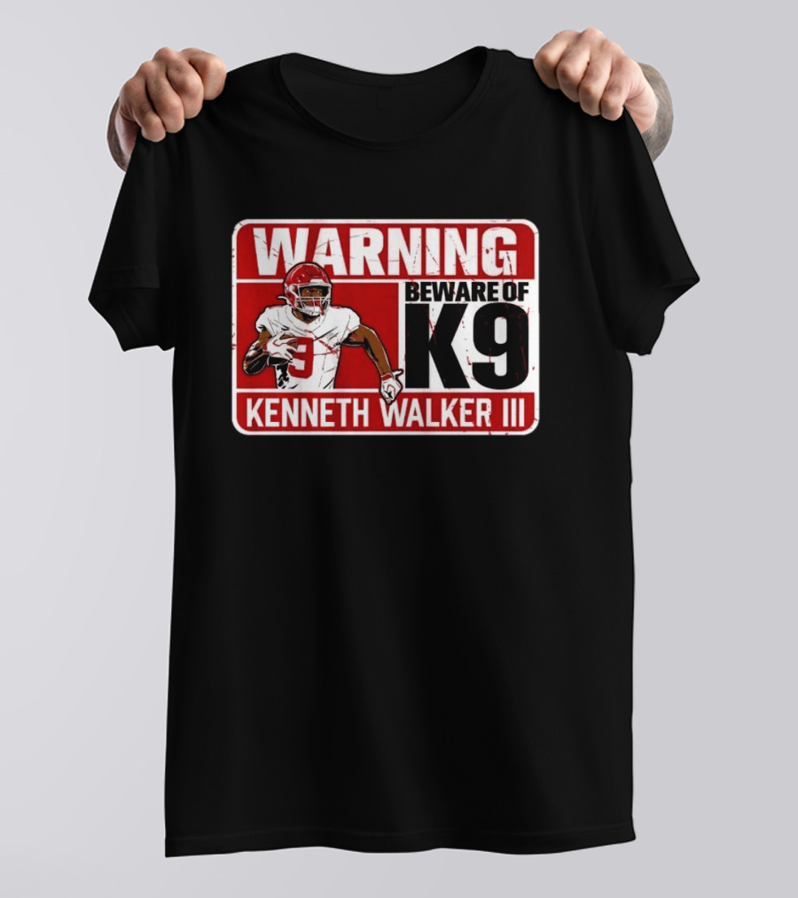 Kenneth Walker III Warning Beware Of K9 Football Player T-Shirt