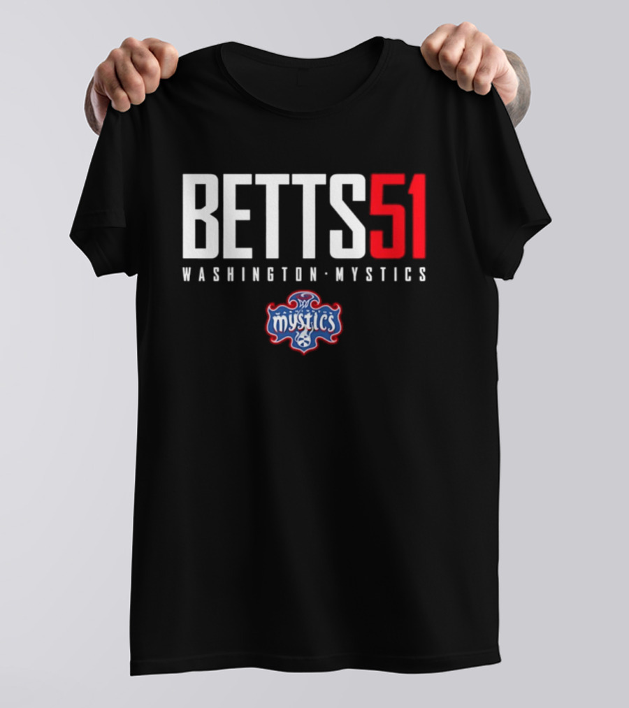 Betts 51 Washington Mystics WNBA Mystics Team Logo NBA Merchandise T-Shirt