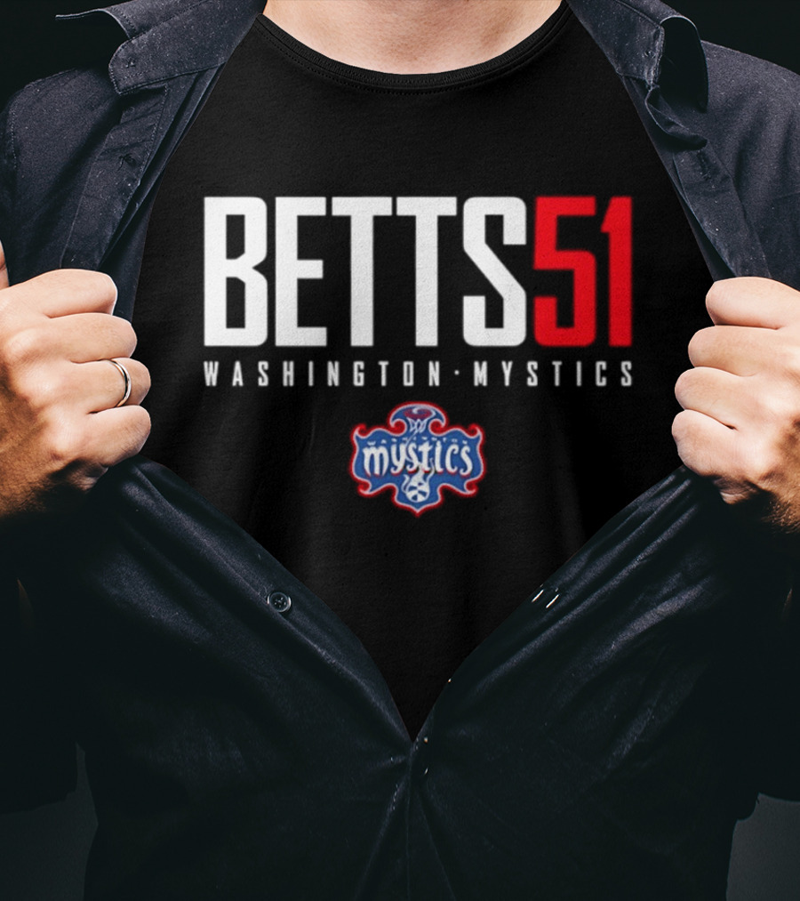 Betts 51 Washington Mystics WNBA Mystics Team Logo NBA Merchandise T-Shirt